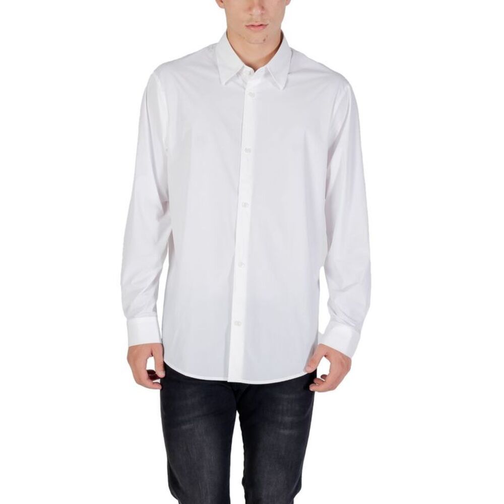 Armani Exchange Cream Elastane Dress Men's Shirt